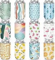 12 Pack Summer Can Cooler Sleeve Insulated Neoprene Can Coolers in Bulk, Beach Pool Bottle Can Drink Holder Party Decorations, Men Women Birthday Bachelorette Party Favor Gifts