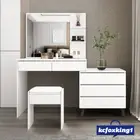 New Makeup Vanity Table Mirror Dressing Table Stool Set with 5 Drawers White