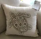 Coastal Collection Sea Turtle Beaded Pearl Pillow 14”
