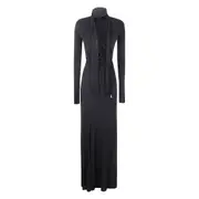[The Attico] The Attico Lace-up Long-sleeves Maxi Dress 40 IT BLACK