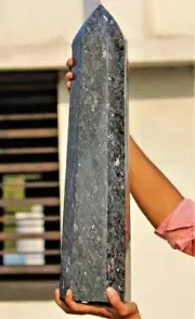 Giant 40.6lb Black Larvikite Crystal Quartz Healing Energy Stone Obelisk Tower