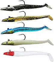 Fishing Bass Lures Fishing Hard Bait Swimbaits Slow Sinking Hard Lure Glow EEL Soft Lure Artificial Bait for 5PCS bass Lures