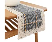 Bestier Burlap Lace Table Runners Simple Home Decoration-GreenOrange