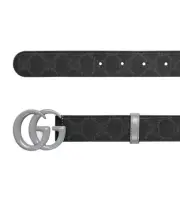 NEW Gucci Marmont Belt GG Logo Grey Black Monogram Canvas 80 cm 32 inch