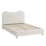 Oikiture Boucle Bed Frame White-Queen