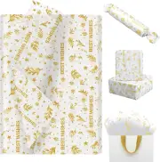 100 Sheets Best Wishes Tissue Paper, Gold Tissue Paper for Gift Bags, Bridal Sho