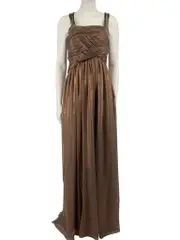 Brown Metallic Beaded Maxi Gown