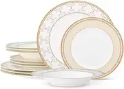 [Noritake] Trefolio Gold 12-Piece Dinnerware Set, Service for 4, Multicolor