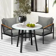 Livsip Outdoor Dining Setting Table Sofa Chairs Patio Furniture Set 3PCS