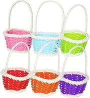 HEALEEP 6Pcs Woven Baskets with Handle for Easter Egg Baskets Candy Holders Flower Storage Lightweight Portable Design