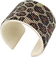 [La Vivia] Handmade Beaded Indian Jewelry Cuff Bracelet,Native American Style Black Golden Beaded work seed Beaded Cuff Bracelet Unisex Cowboy Western B40/13, 7 8 inch, CZ SEED BEADS, cz seeds beads