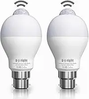 DoRight PIR Motion Sensor LED Bulb B22 7W Warm White 3000K,Equivalent to 70W,Auto On/Off Night Lamp for Stairs Garage Corridor Basement Walkway,LED Smart Motion Light Bulbs,Pack of 2