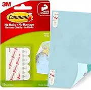 Command Poster Hanging Strips, Small, White, 12-Pairs (17024ES)