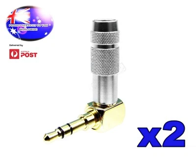 From OZ Quality 2PC Right Angle 3.5mm 1/8 Male Solder Stereo Connector FREEPOST!
