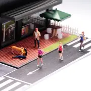 5pc Weekend Park Cafe Girl Dog Elderly Resin 1/64 Diorama Miniature Figures