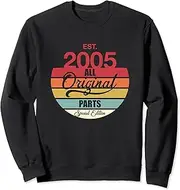 [X.Style] 18th Birthday Retro Motif Women Men Year of Birth 2005 Sweatshirt ds641 Sweater (S) Black