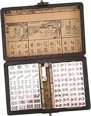 Hohopeti Small Mahjong Kit Chinese Mahjong Set for Travel Ideal for Home Parties Bars