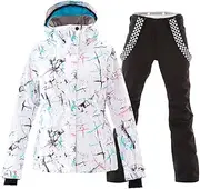 [HOTIAN] Women's Ski Jackets and Pants Set Windproof Waterproof Insulated Snowsuit Winter Warm Snowboarding Snow Coat SMN