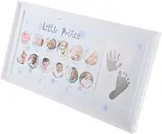 Garneck Growth Photo and Hand Print Kit Nursery Picture Frames Keepsakes Picture Frame Photo Board Handprint Ornament Kit Photo Frame Nursery Decor Blue