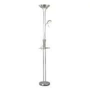 Myron USB LED Light Modern Floor Lamp Light Metal Shade - Satin Nickel and Satin Chrome