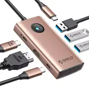 ORICO USB C Docking Station,6 in 1 USB C Dongle with HDMI 4K+PD100W+3*USB3.0,USB