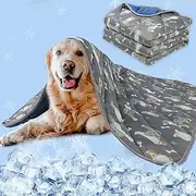Cooling Mat for Large Dogs - Washable Dog Cooling Blanket, Durable Self Cooling Pet Mat for Cat, Soft Summer Blanket for Hot Weather, 40''x55'' Grey