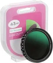 uxcell 43mm ND Filter, Variable ND Lens ND2-ND400 Adjustable Neutral Density Filter Slim Optical Glass with Cap for Camera Lens Video Vlog Portrait Photography, Black