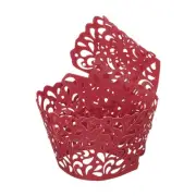 100 Pcs Cupcake Wrappers for Baking Dark Red (Water Drop, Pearlescent Paper)