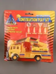 Rare Vtg AGGLO Construction Play Set Friction Excavator Crane Truck Scale Signs