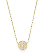 Diamond Pave Disk Pendant in 14K Yellow Gold, 0.25 ct. t. w.