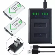 2Pcs NP-BX1 Battery & LCD Charger for Sony DSC-RX100 DSC-H400 DSC-WX350 Vlog ZV1