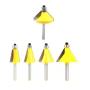 5 Pcs 1/4" Shank 11.25,15,22.5,30,45 Degree Chamfer Edge Forming Router Bit Set