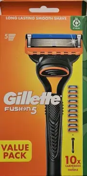 Gillette Fusion 5 Manual Razor Handle + 10 Blade VALUE PACK - Brand New