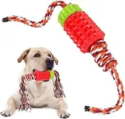 Joyfia Dog Chew Toy with Rope for Aggressive Chewers, Treat Dispensing, Dental Cleaning Dog Toy for Small, Medium and Large Breeds, Interactive Dog Tug Toy for Energetic, Puppy Grinding Teeth Toy