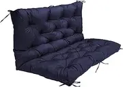 Outdoor Swing Seat Cushions with Backrest Non slip Waterproof 3 Seater Replacement Pads for Garden Patio Furniture Navy Blue