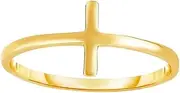 [JewelryWeb] 14k Yellow Gold 8 1.5mm Shiny Square Tube Religious Faith Cross Top Fancy Ring Size 7 Band Style-Ring for Women