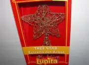 NEW NIB Christmas Gold Wire Glitter Star Tree Topper Lupita