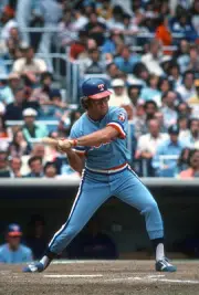 Jeff Burroughs Texas Rangers bats v the New York Yankees at a Maj- 1976 Photo