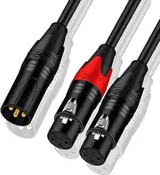 XLR Y-Splitter Cable, tunghey Dual Female XLR to Male XLR Mic Combiner Y Cord Balanced Microphone Adaptor Patch Cable (3 Pin 2 Female to 1 Male) (1m)