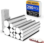 Small Magnets, Pack of 290 Different Size Fridge Magnets, Mini Magnets, Disc Magnets, Small Magnets for Fridge, DIY, Whiteboard, Home Outdoor, Kitchen,
