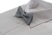 Boys Grey Bow Tie with White Polka Dots White, Grey