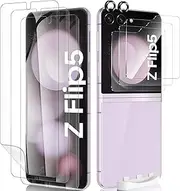 Fotbor [3+3+2 Pack for Samsung Galaxy Z Flip 5 screen Protector, 3 Pack Inner Screen Flexible Film + 3 Pack Back Screen Protector Tempered Glass + 2 Pack [1 Set] Camera Lens Protector Accessories
