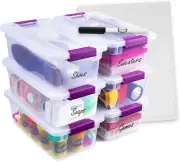 Space-Saving Stackable Storage Bins - 6 Quart Plastic Bins with Marker & Labels