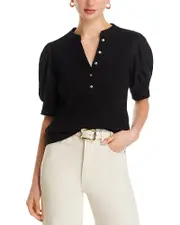 Single Thread Puff Sleeve Henley Top