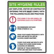 Poly Site Hygiene Rules Sign 30 x 22.5cm