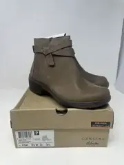 Clarks Women Angie Spice Dark Tan Leather Ankle Boots 8.5 W US