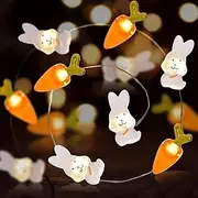 SHGarden Easter Decorations 9.8FT 30LED Bunny Carrot String Lights Battery Operated Warm White Spring Rabbit Fairy Lights for Indoor Outdoor Easter Basket Eggs Party Seasonal Bedroom Decor SH0095