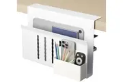 CARLA HOME Under Desk Side Laptop Holder Storage with No Drill Cable Management Tray and Pen Storage for Office and Home