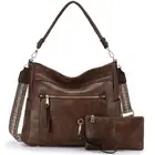 Hobo Bags for Women,Medium Vegan Leather Handbag with Small Wallet Pouch Set ...