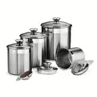 80204/527DS Gourmet Stainless Steel Canister and Scoops Set, 8 Piece, Made in...